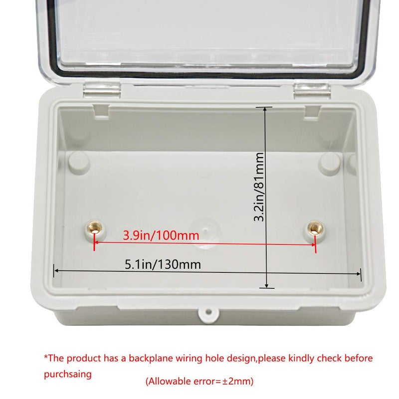 Zulkit Junction Box ABS Plastic Dustproof Waterproof IP65 Electrical Boxes Hinged Shell Outdoor Universal Project Enclosure Clear Cover with 2 Cable Glands 5.9 x 3.9 x 2.8 inch (150x100x70 mm) - Image 5